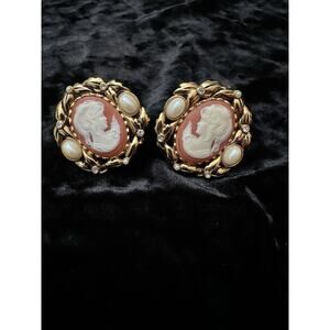 Vintage Kenneth Jay Lane KJL by Avon Cameo Clip on Earrings